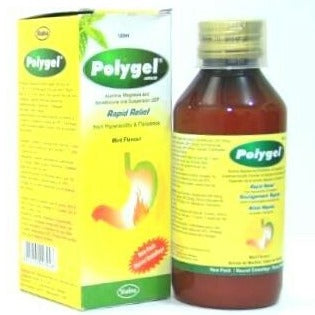 Polygel 120ml Suspension Treating Acid Indigestion, Heartburn AIB Allied Product & PHARMACY Stores LTD