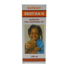Brustan N 100ml Ibuprofen suspension reduce pain & fever AIB Allied Product & PHARMACY Stores LTD