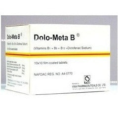 Dolo Meta B 10 Tablet Vitamins B1 + B6 + B12 + Diclofenac Sodium AIB Allied Product & PHARMACY Stores LTD