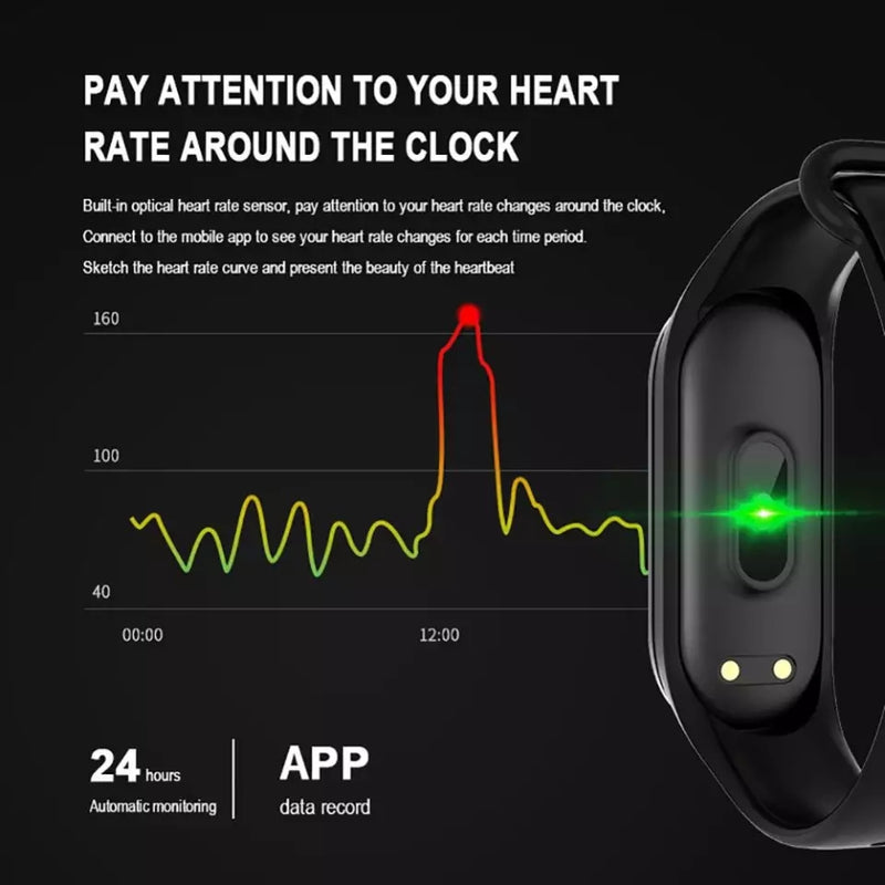 M4 Smart Health Bracelat Fitness tracker Sport Pedometer Heart rate Blood pressure Waterproof wristband Kanozon.com
