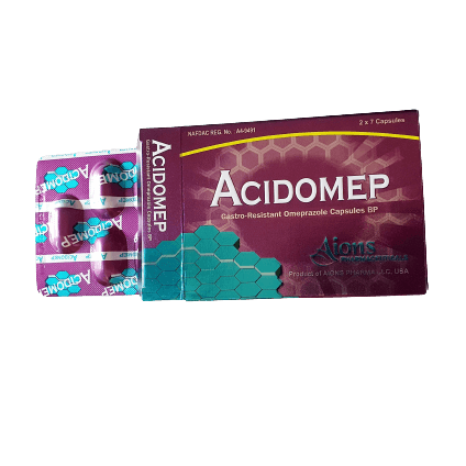 Acidomep Omeprazole Capsules Fast Relief From heartburn AIB Allied Product & PHARMACY Stores LTD