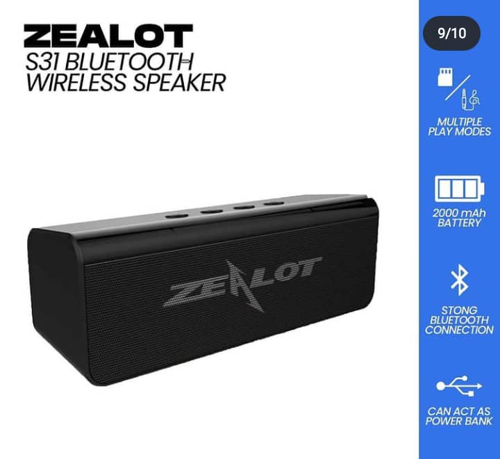 Zealot S31 bluetooth speaker with power bank feature 2000mah battery capactiy Henry`s Computer Home