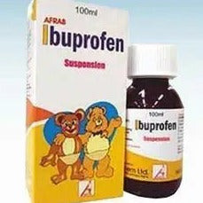 Afrab Ibuprofen suspension 100ml/5ml - Relief of Fever and Pain AIB Allied Product & PHARMACY Stores LTD