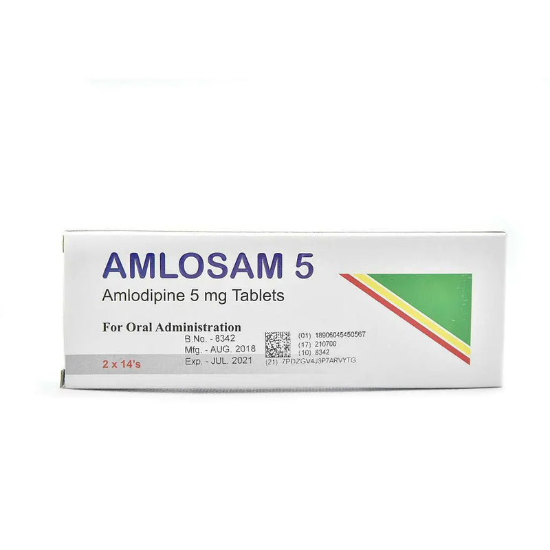 Amlosam Amlodipine 5mg 28 Tablets AIB Allied Product & PHARMACY Stores LTD