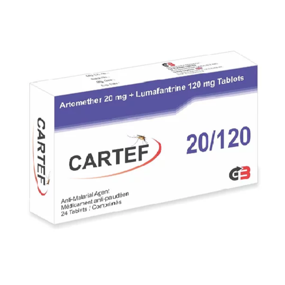 Cartef 24 Tablets Arthemether 20mg + Lumefantrine 120mg AIB Allied Product & PHARMACY Stores LTD
