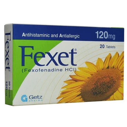 Fexet 120mg Fexofenadine HCI 20 Tablets