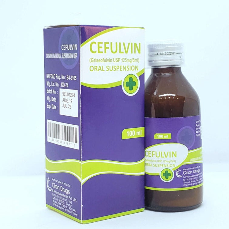 Cefulvin Griseofulvin 125mg/5ml oral suspension AIB Allied Product & PHARMACY Stores LTD