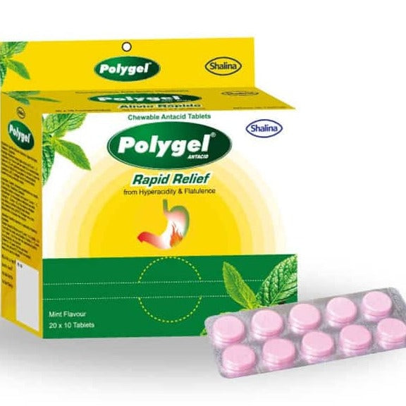 Polygel Chewable Tablet Treating Acid Indigestion AIB Allied Product & PHARMACY Stores LTD