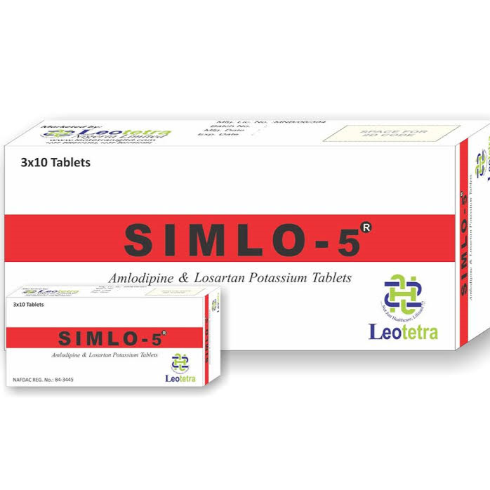 Simlo 5 Amlodipine and Losartan Potassium Tablets AIB Allied Product & PHARMACY Stores LTD