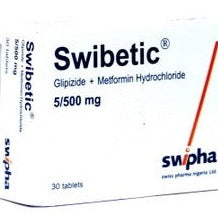 Swibetic 5/500mg Glipizide + Metformin Hydrochloride Tablet AIB Allied Product & PHARMACY Stores LTD
