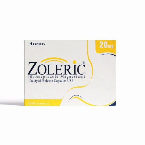 Zoleric Esomeprazole 20mg Capsules 14 Used to Treat (GERD) and acid reflux AIB Allied Product & PHARMACY Stores LTD