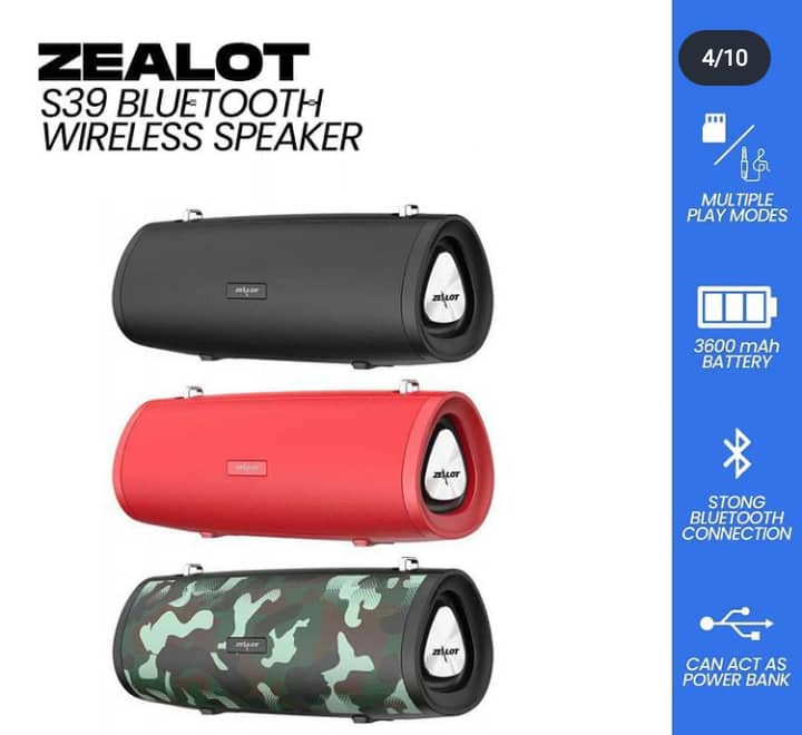 Zealot S39 bluetooth speaker with long-lasting 3600mah battery Henry`s Computer Home