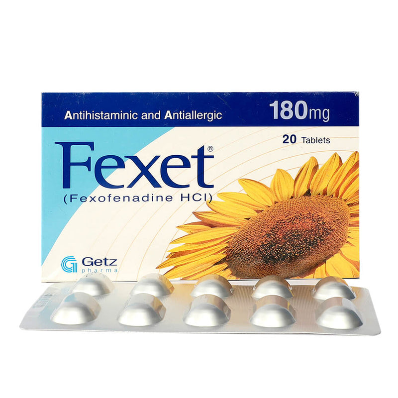 Fexet 180mg Fexofenadine HCI 20 Tablets