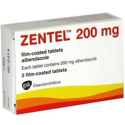 Zentel Albendazole Tablet 200mg clear worms AIB Allied Product & PHARMACY Stores LTD