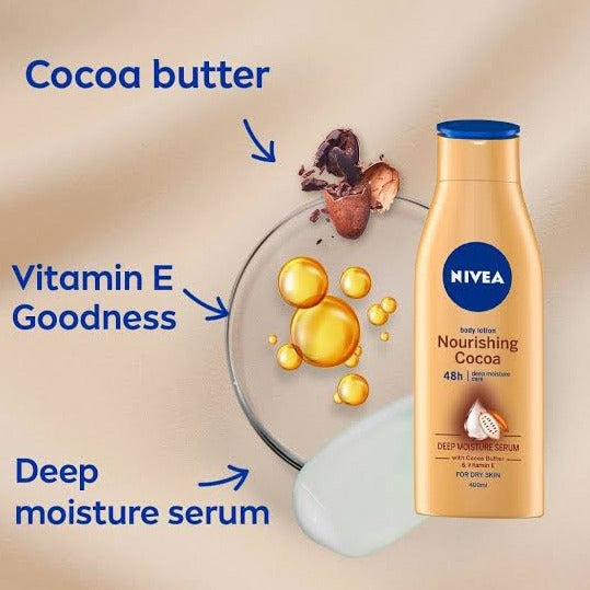 Nivea cocoa butter body lotion deep moisture serum for dry skin 400ml