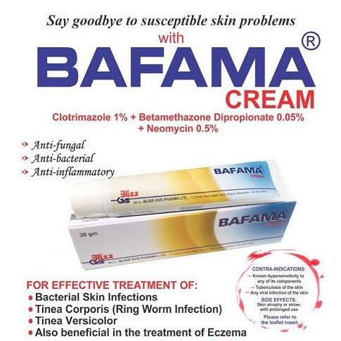 Bafama Cream triple action cream AIB Allied Product & PHARMACY Stores LTD