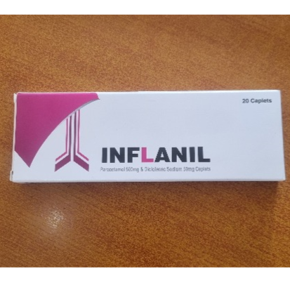 Inflanil Paracetamol & Diclofenac Sodium Caplets AIB Allied Product & PHARMACY Stores LTD