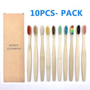 Natural Bamboo Toothbrush 10PCS Colorful Set Kanozon.com