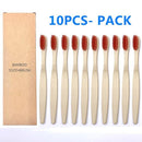 Natural Bamboo Toothbrush 10PCS Colorful Set Kanozon.com