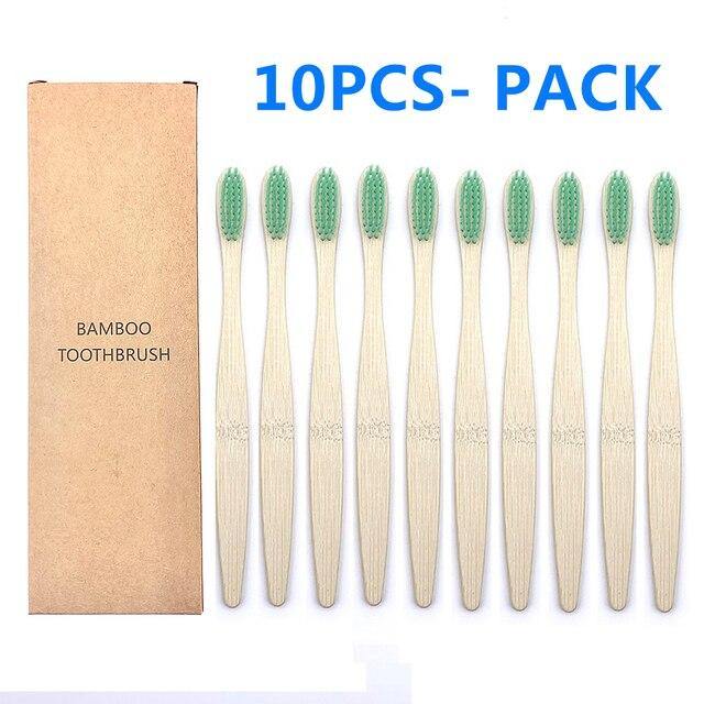 Natural Bamboo Toothbrush 10PCS Colorful Set Kanozon.com