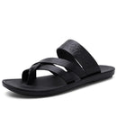2020 summer men's genuine leather slippers gladiator daily outdoor beach black slipper Kanozon.com