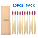 Natural Bamboo Toothbrush 10PCS Colorful Set Kanozon.com