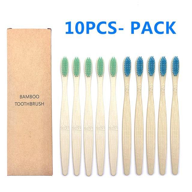Natural Bamboo Toothbrush 10PCS Colorful Set Kanozon.com