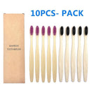 Natural Bamboo Toothbrush 10PCS Colorful Set Kanozon.com