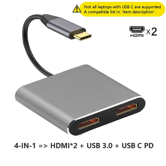 USB C Dock MST Dual HDMI Dual Screen Dual Display Adapter Hub, USB Type C Laptop Docking Station For Lenovo ThinkPad HP Dell XPS Kanozon.com