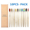 Natural Bamboo Toothbrush 10PCS Colorful Set Kanozon.com