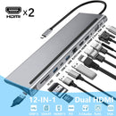 USB C Dock MST Dual HDMI Dual Screen Dual Display Adapter Hub, USB Type C Laptop Docking Station For Lenovo ThinkPad HP Dell XPS Kanozon.com