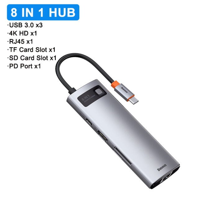 Baseus USB HUB Type C to Multi USB 3.0 4K HD PD 100W Port USB HUB Adapter for MacBook Pro iPad Laptop USB Splitter USB 3.1 C HUB Kanozon.com