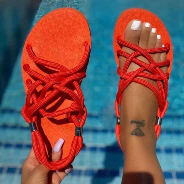 Women Slippers 2020 Summer New Rome Retro Sandals Flat Casual Shoes Kanozon.com