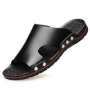 OEING Sandals men Genuine Leather Slippers Summer Brand Soft Comfortable Beach Slippers Kanozon.com