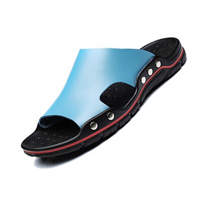 OEING Sandals men Genuine Leather Slippers Summer Brand Soft Comfortable Beach Slippers Kanozon.com