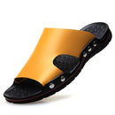 OEING Sandals men Genuine Leather Slippers Summer Brand Soft Comfortable Beach Slippers Kanozon.com