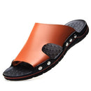 OEING Sandals men Genuine Leather Slippers Summer Brand Soft Comfortable Beach Slippers Kanozon.com