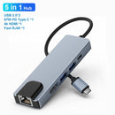 USB C Hub 8 In 1 Type C 3.1 To 4K HDMI Adapter with RJ45 SD/TF Card Reader PD Fast Charge Thunderbolt 3 USB Dock for MacBook Pro Kanozon.com