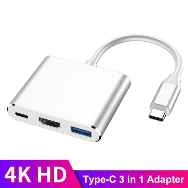 tebe Type-c HUB USB C To HDMI-conpatible 3 IN 1 Converter Head 4K HDMI USB 3.0 PD Fast Charging Smart Adapter For MacBook Kanozon.com