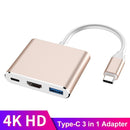 tebe Type-c HUB USB C To HDMI-conpatible 3 IN 1 Converter Head 4K HDMI USB 3.0 PD Fast Charging Smart Adapter For MacBook Kanozon.com