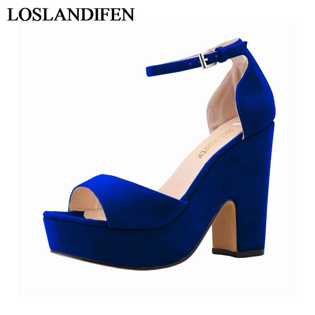 New Women Ankle-Strap Open Toe Thick Heel Kanozon.com